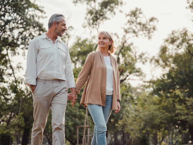 couple on a walk considering annuity for retirement